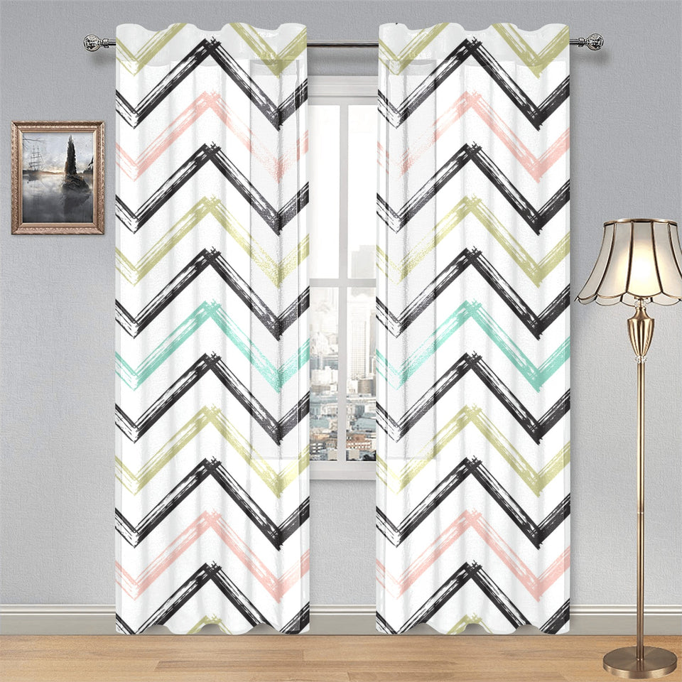 zigzag chevron paint pattern Gauze Curtain