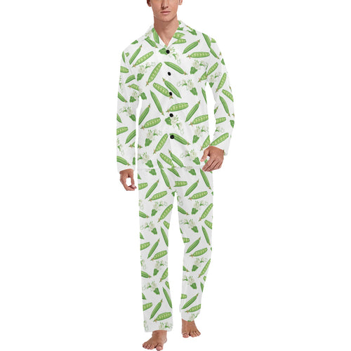 Green Peas Pattern Print Design 04 Men's Long Pajama Set