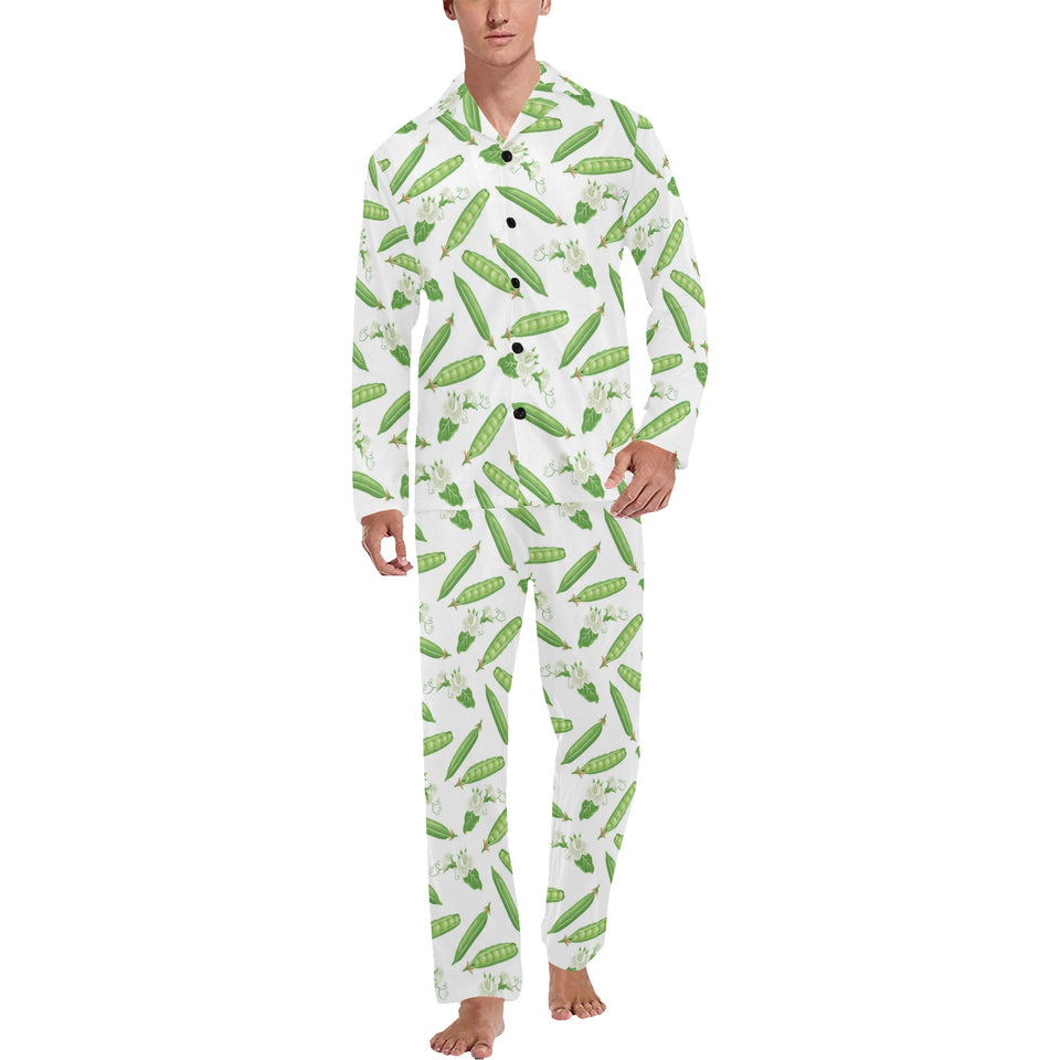 Green Peas Pattern Print Design 04 Men's Long Pajama Set