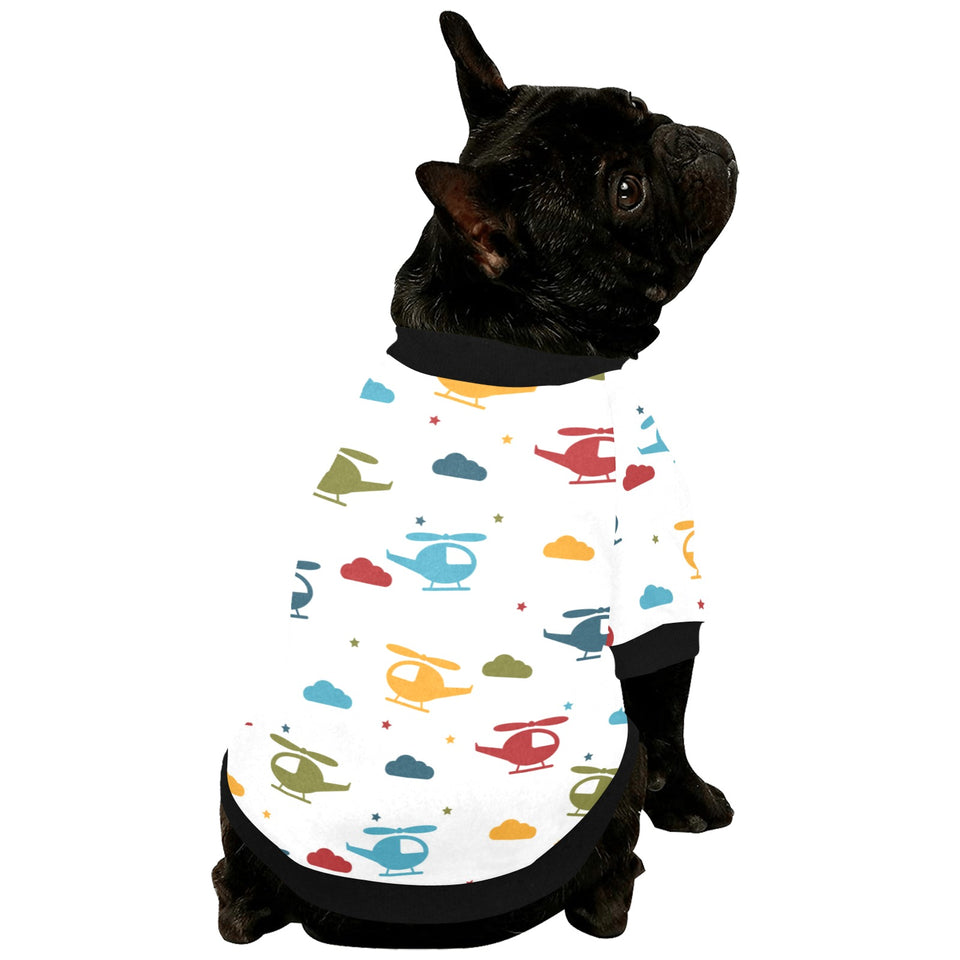 Colorful helicopter pattern All Over Print Pet Dog Round Neck Fuzzy Shirt