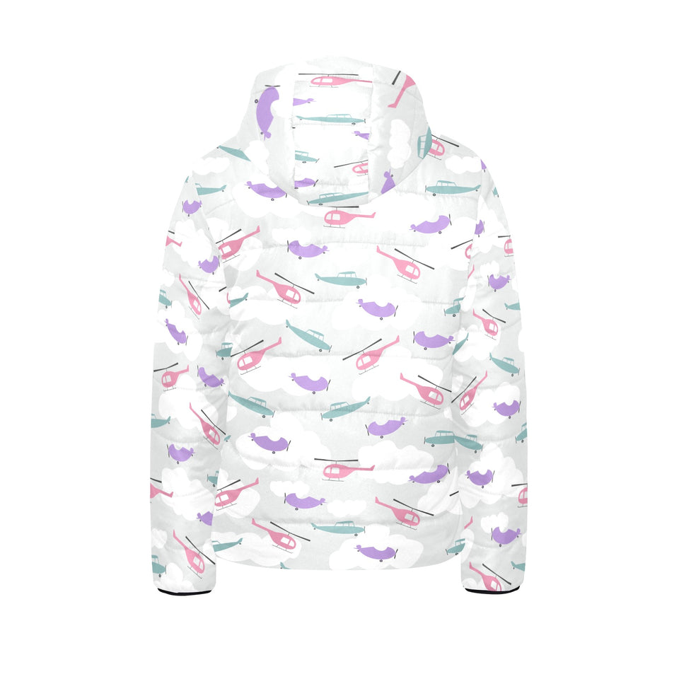 Helicopter plane pattern Kids' Boys' Girls' Padded Hooded Jacket
