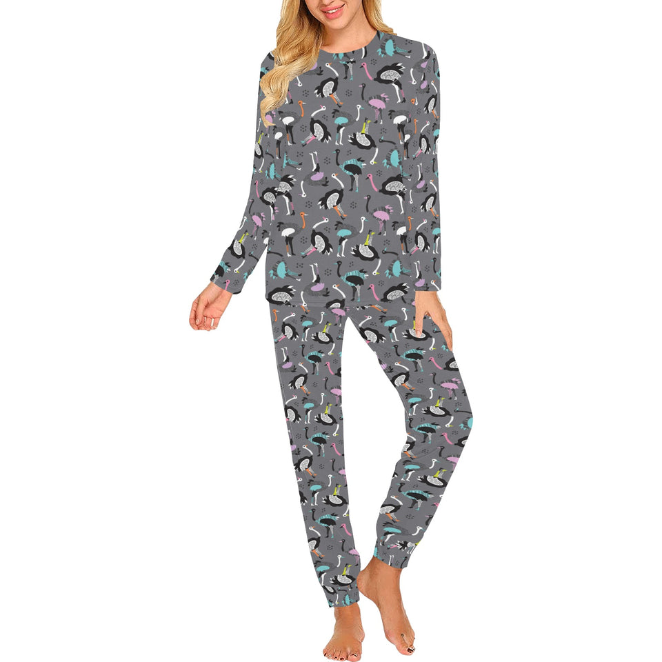 Ostrich Pattern Print Design 01 Women's All Over Print Pajama Set