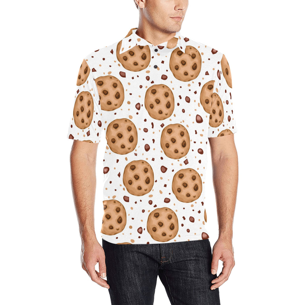 chocolate chip cookie pattern Men's All Over Print Polo Shirt