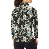 Japanese crane ornament elements Women's Long Sleeve Polo Shirt