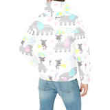 Cute elephant mouse pattern Men's Padded Hooded Jacket