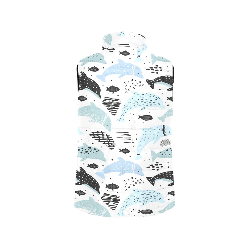 Cute dolphins Childish Style pattern Women's Padded Vest