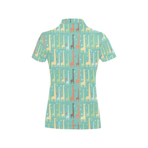 Giraffe Pattern Print Design 01 Women's All Over Print Polo Shirt