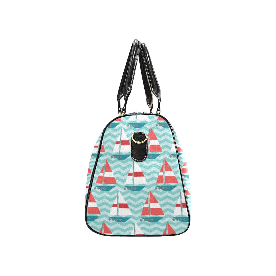 Red White sailboat wave background Travel Bag
