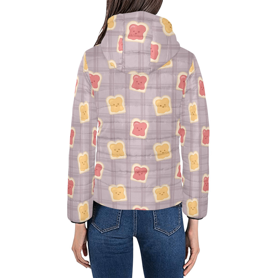 Bread Toast Pattern Print Design 05 Women's Padded Hooded Jacket