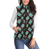 Sea turtle blue stone pattern Women's Padded Vest