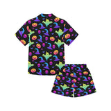 Colorful halloween background Kids' Boys' Girls' V-Neck Short Pajama Set
