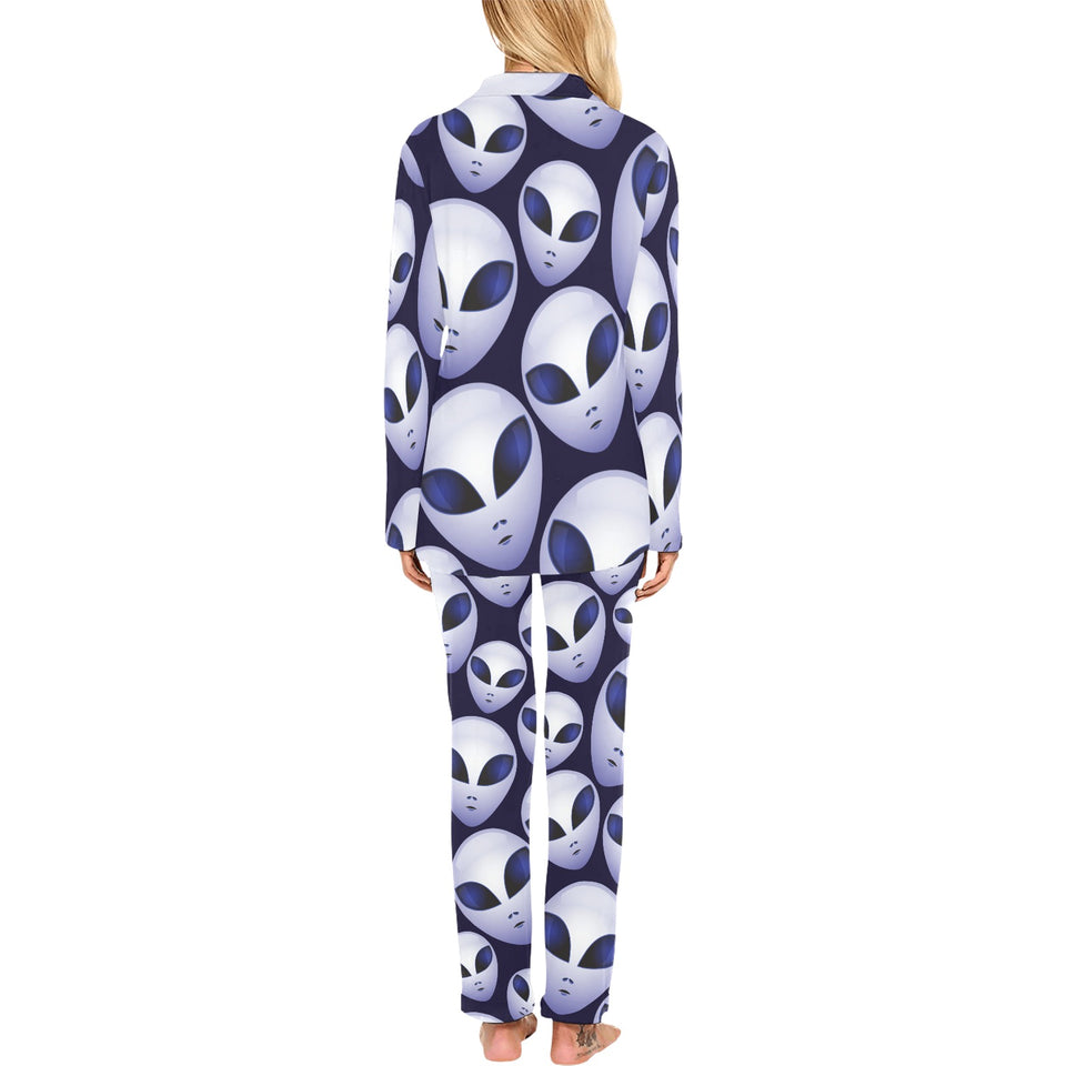 Alien Pattern Print Design 01 Women's Long Pajama Set