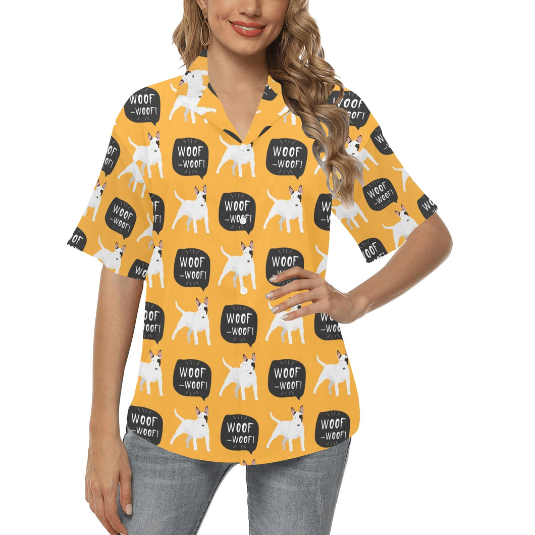 Bull Terrier Pattern Print Design 03 Women's All Over Print Hawaiian Shirt