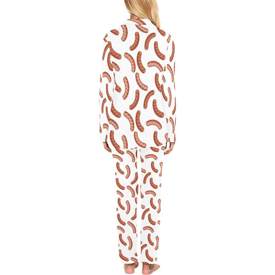 Sausage Pattern Print Design 04 Women's Long Pajama Set