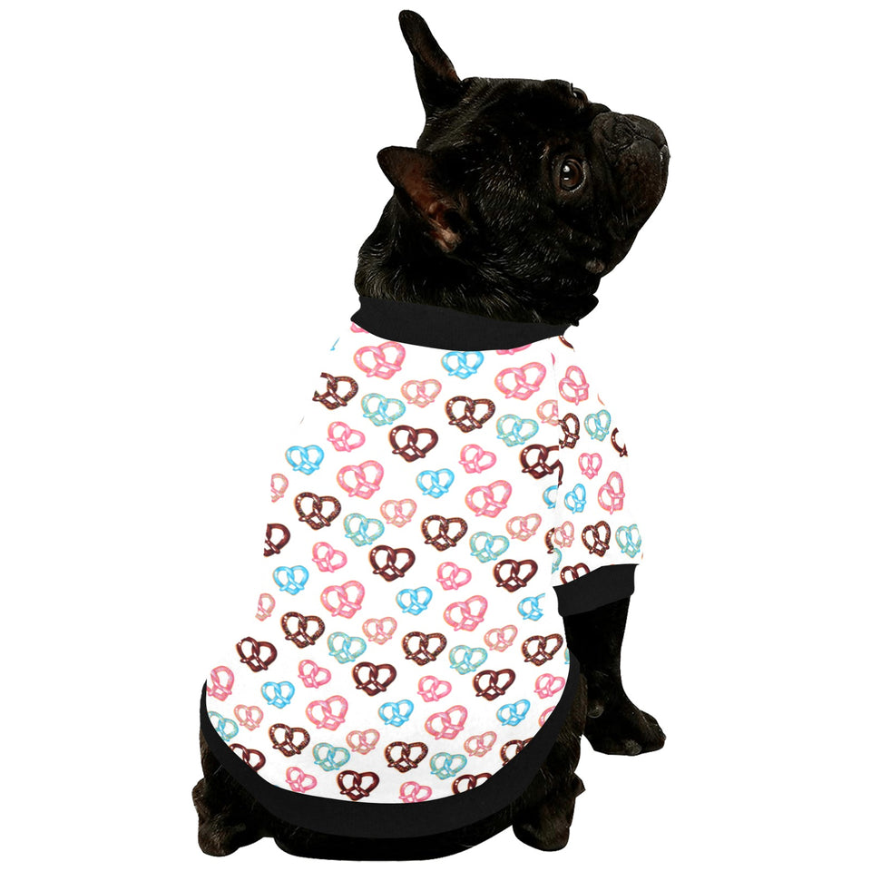 Pretzels Pattern Print Design 04 All Over Print Pet Dog Round Neck Fuzzy Shirt