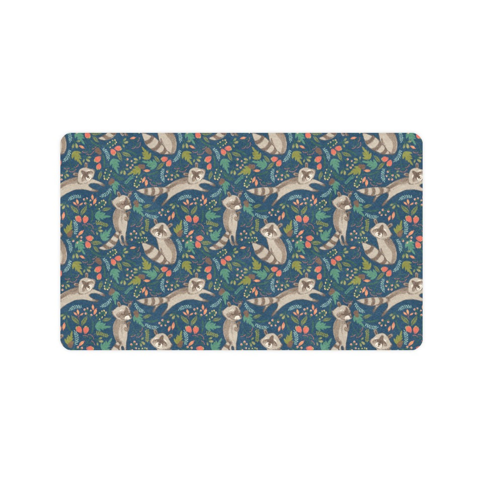 Raccoon tropical leaves pattern Doormat