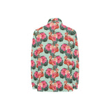 Beautiful flamingo tropical palm leaves hibiscus p Women's Long Sleeve Polo Shirt