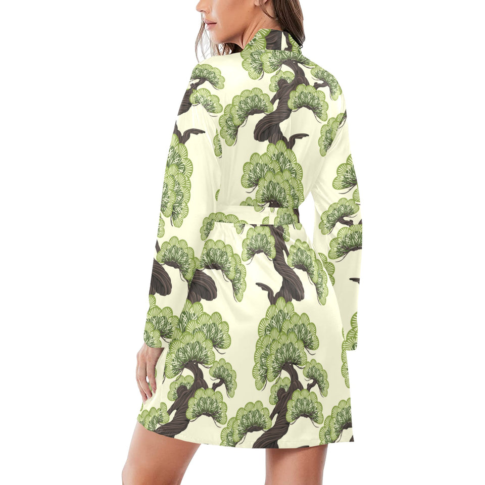 Bonsai pattern Women's Long Sleeve Belted Night Robe