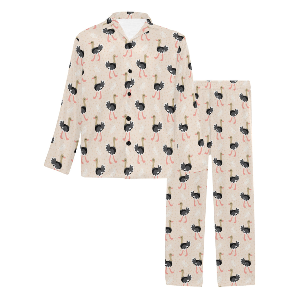 Ostrich Pattern Print Design 05 Men's Long Pajama Set