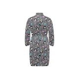 Ostrich Pattern Print Design 01 Men's Long Sleeve Belted Night Robe