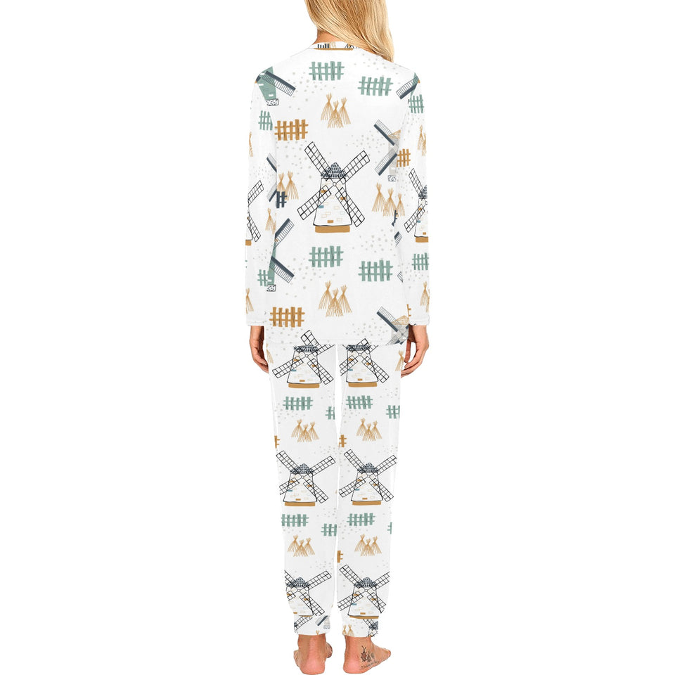 windmill pattern Women's All Over Print Pajama Set