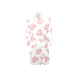 Pink sakura cherry blossom pattern Men's Long Sleeve Belted Night Robe