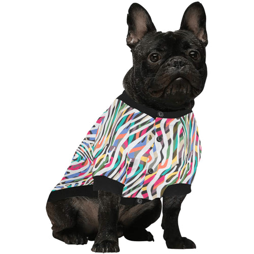 Colorful zebra skin pattern All Over Print Pet Dog Round Neck Fuzzy Shirt