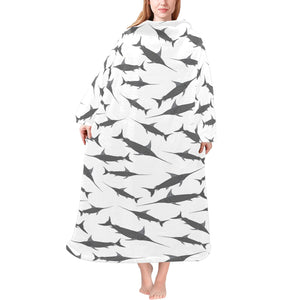 Swordfish Pattern Print Design 04 Blanket Robe with Sleeves