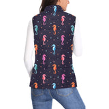 Watercolor colorful seahorse pattern Women's Padded Vest