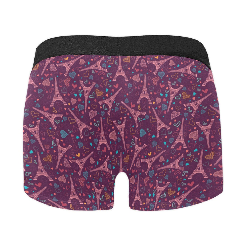 Eiffel Tower Heart Pattern Print Design 04 Men's All Over Print Boxer Briefs Men's Underwear
