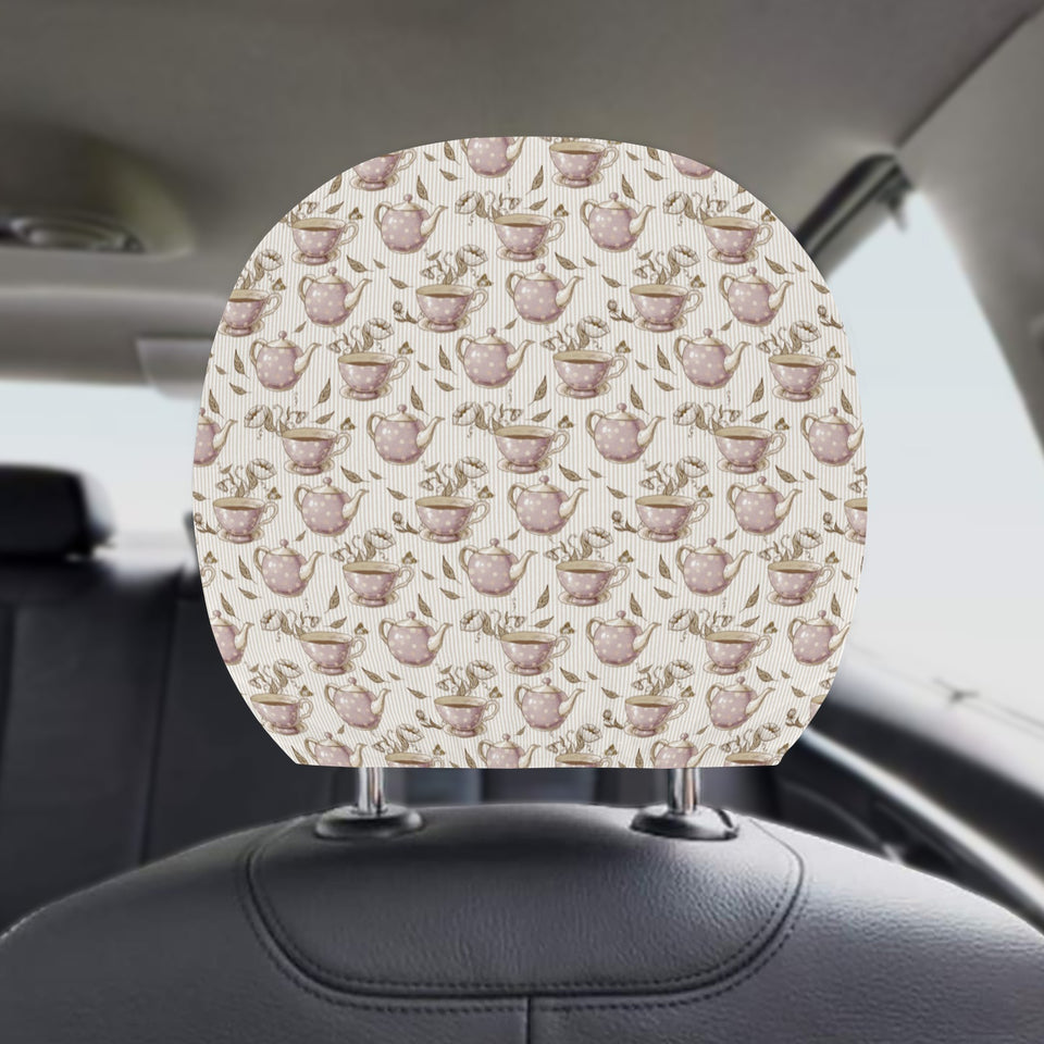 Tea pots Pattern Print Design 03 Car Headrest Cover