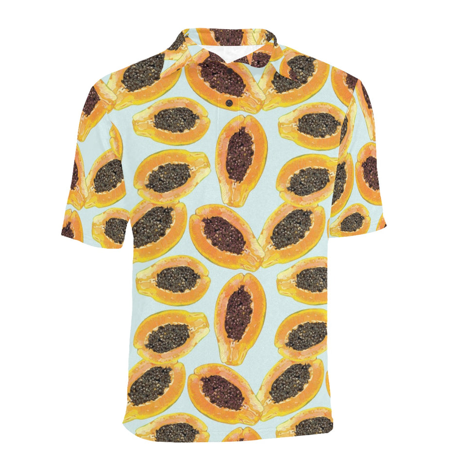 Watercolor papaya pattern Men's All Over Print Polo Shirt