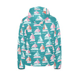 Cute sailboat pattern Kids' Boys' Girls' Padded Hooded Jacket