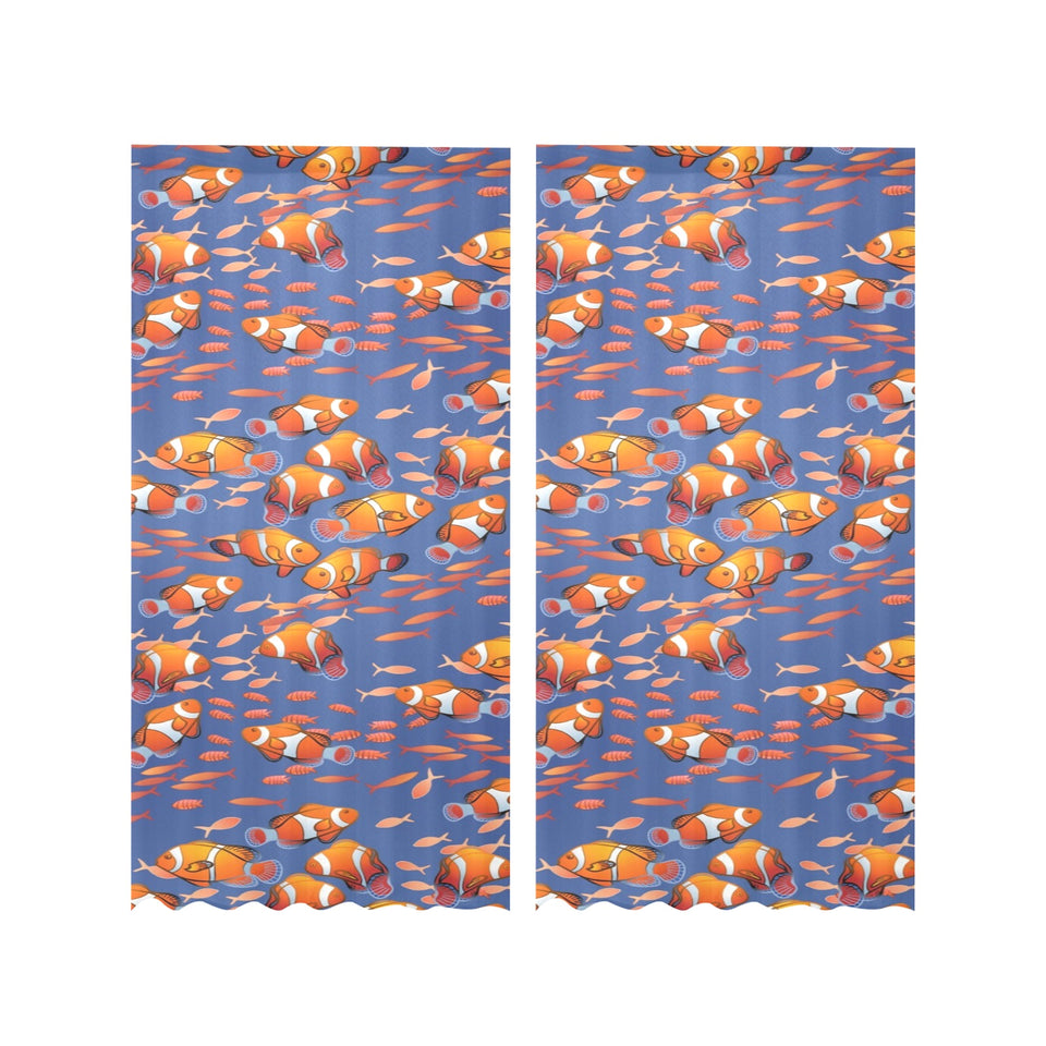 Clown Fish Pattern Print Design 04 Gauze Curtain