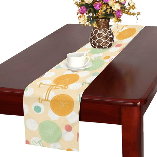Bicycle Pattern Print Design 01 Table Runner