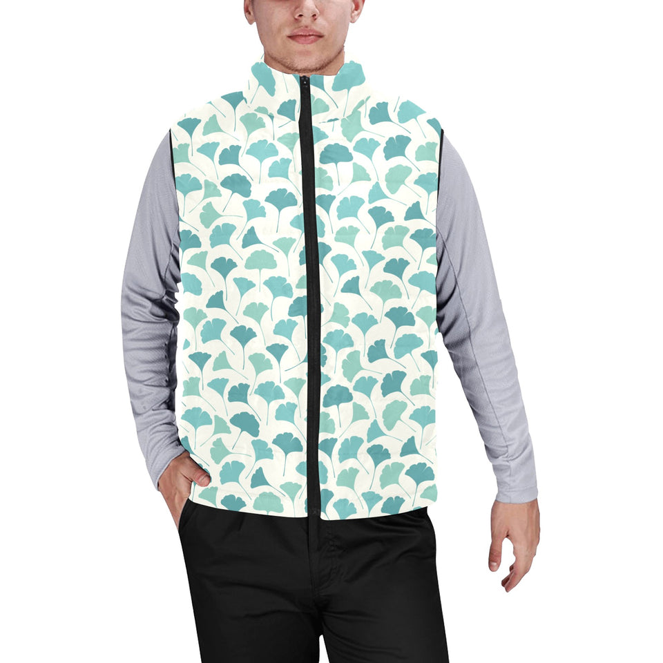 Green ginkgo leaves pattern Men's Padded Vest