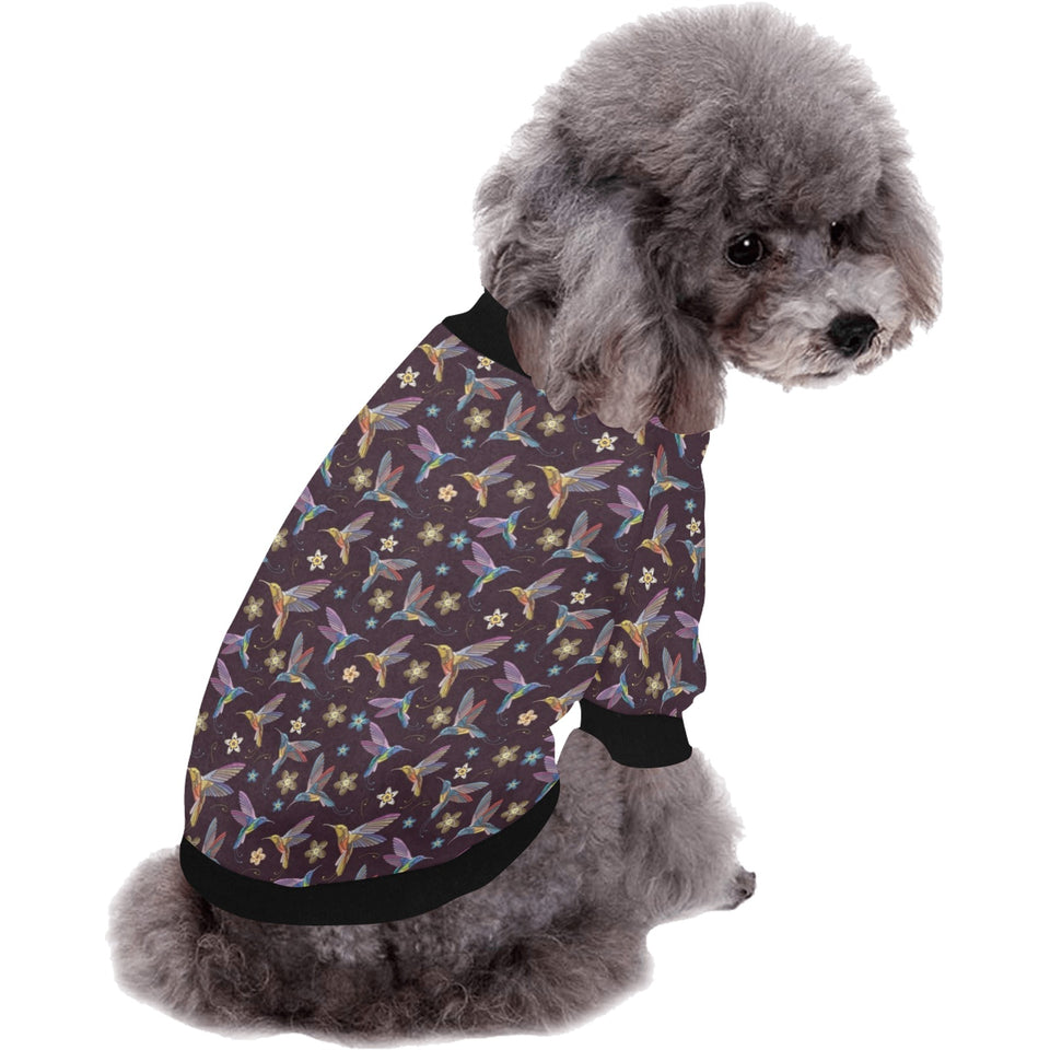 Hummingbird Pattern Print Design 04 All Over Print Pet Dog Round Neck Fuzzy Shirt