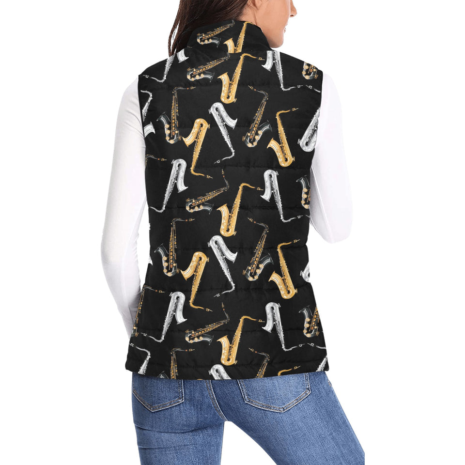 saxophone design pattern Women's Padded Vest