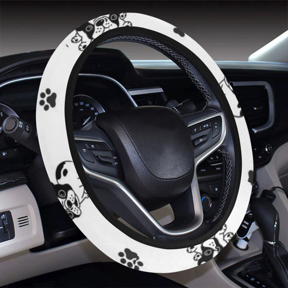 Cute french bulldog paw pattern Car Steering Wheel Cover
