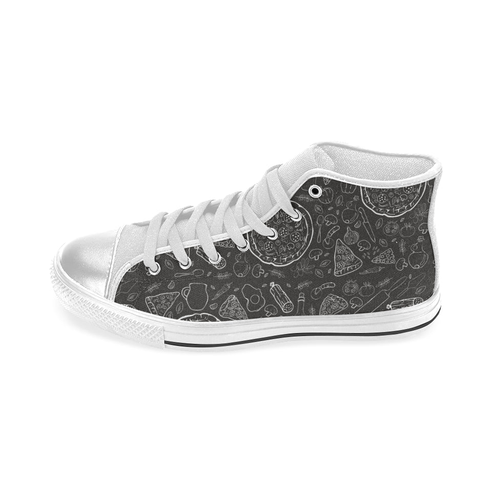 Pizza pattern Women's High Top Canvas Shoes White