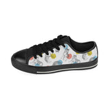 Siberian husky and colorful circle pattern Men's Low Top Canvas Shoes Black