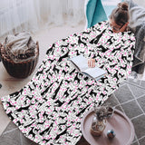 Greyhound Pattern Print Design 02 Blanket Robe with Sleeves