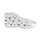 Watercolor helicopter cloud pattern Women's High Top Canvas Shoes White