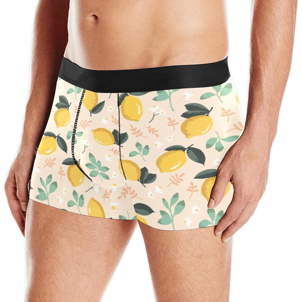 lemon flower leave pattern Men's All Over Print Boxer Briefs Men's Underwear