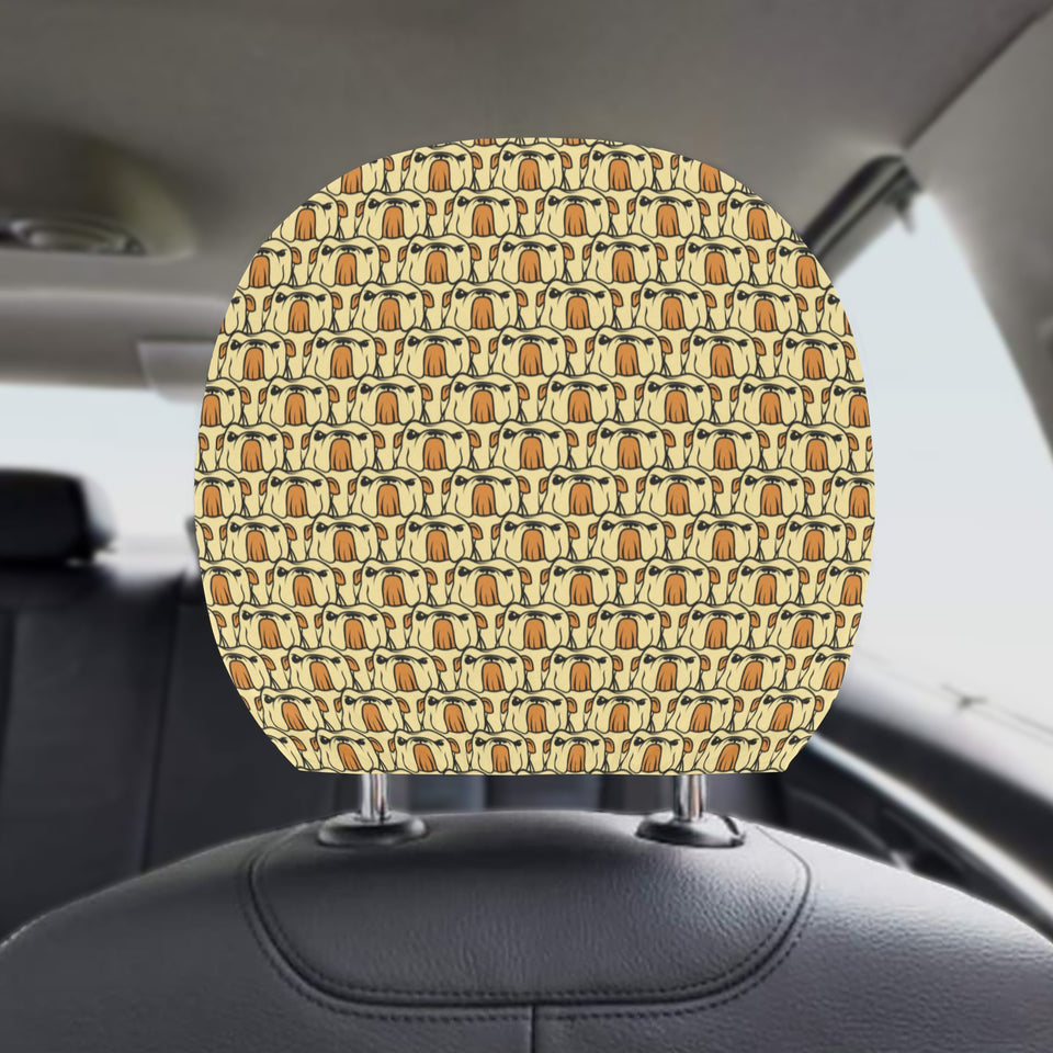 English Bulldog Pattern Print Design 02 Car Headrest Cover