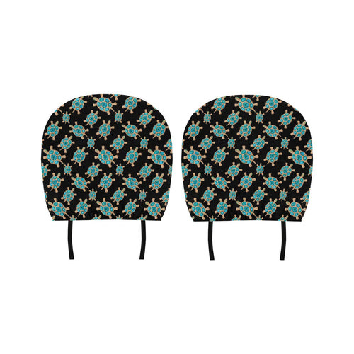 Sea turtle blue stone pattern Car Headrest Cover