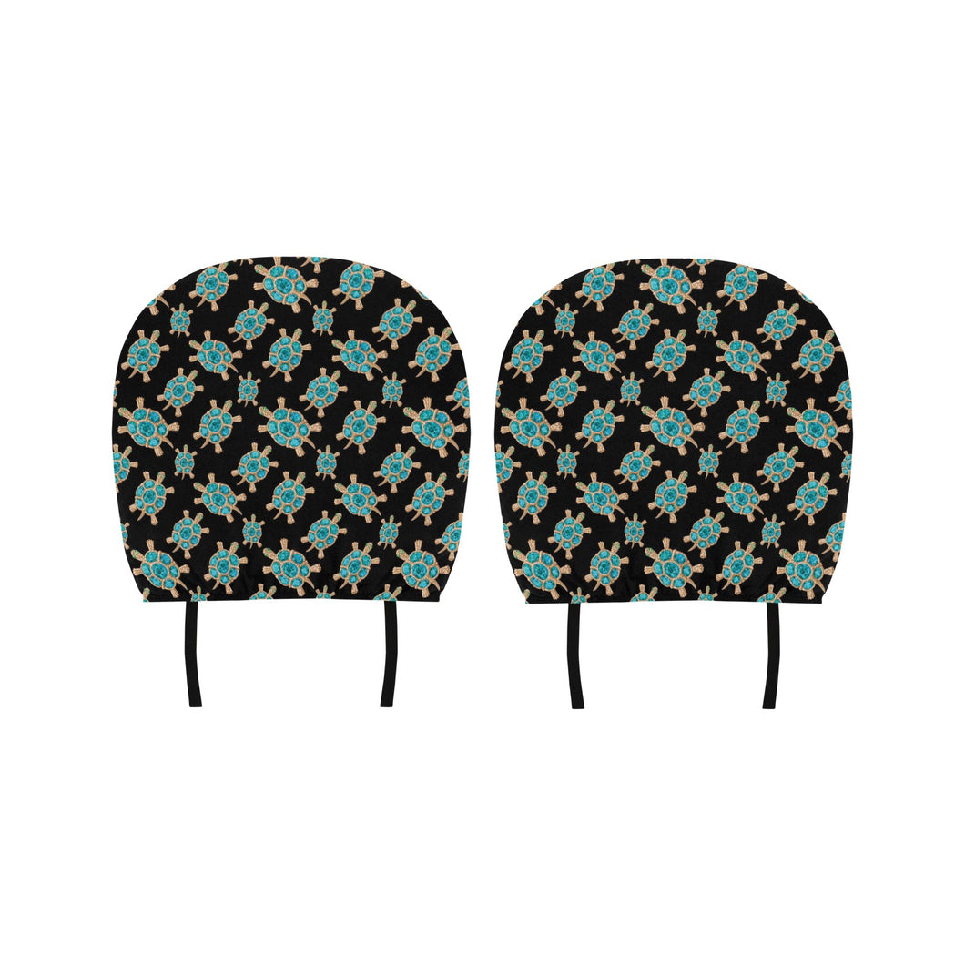 Sea turtle blue stone pattern Car Headrest Cover
