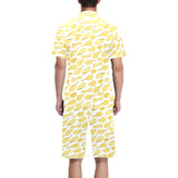 Potato Chips Pattern Print Design 02 Men's V-Neck Short Pajama Set