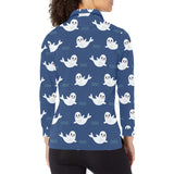 Cute white baby sea lion seal pattern Women's Long Sleeve Polo Shirt