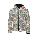 Gear Pattern Print Design 05 Kids' Boys' Girls' Padded Hooded Jacket